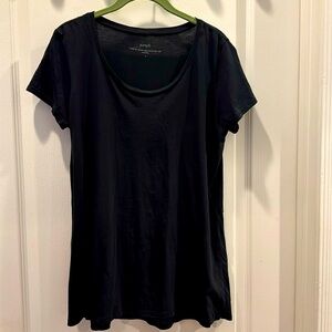 Pure Jill Scoop-Neck Black Elliptical Tee size small J Jill